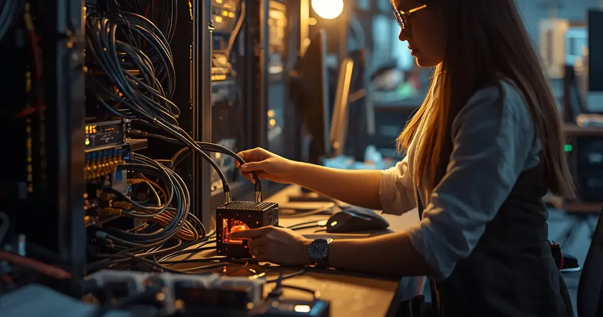 lucid-origin_a_cinematic_photo_of_A_software_engineer_at_a_workbench_carefully_disconnecting_-0
