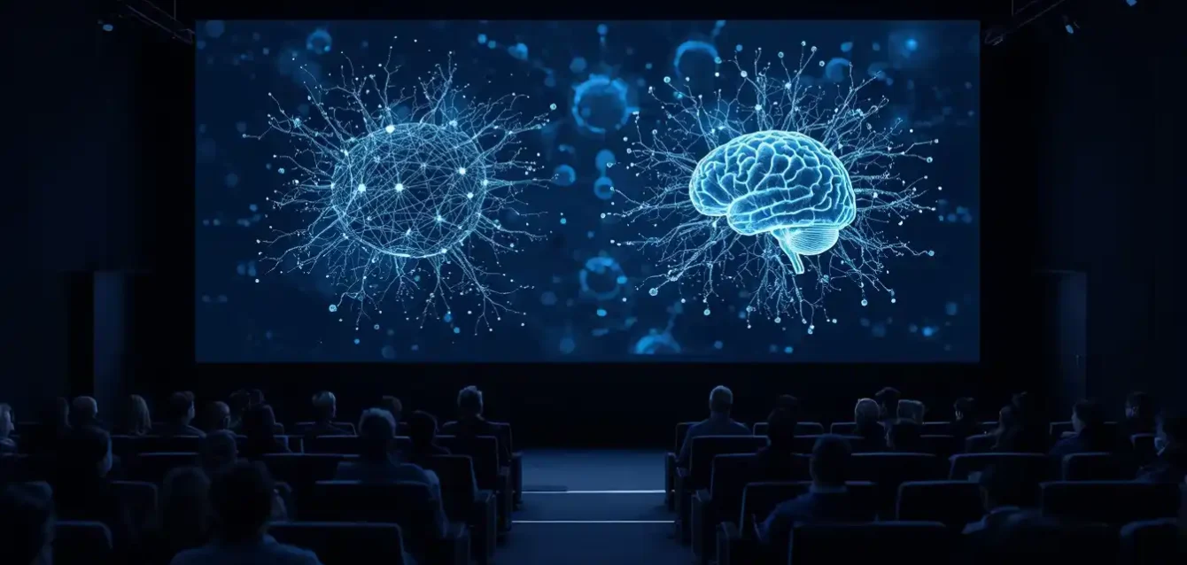 lucid-origin_Un_auditorio_tecnológico_con_investigadores_sentados_frente_a_una_pantalla_giga-0